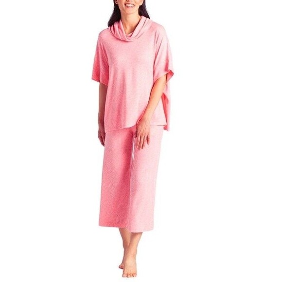 Softies Dream JerseyCowl Neck Lounge Set Peach Sz L/XL Quiet Luxury Athleisure - Picture 1 of 14